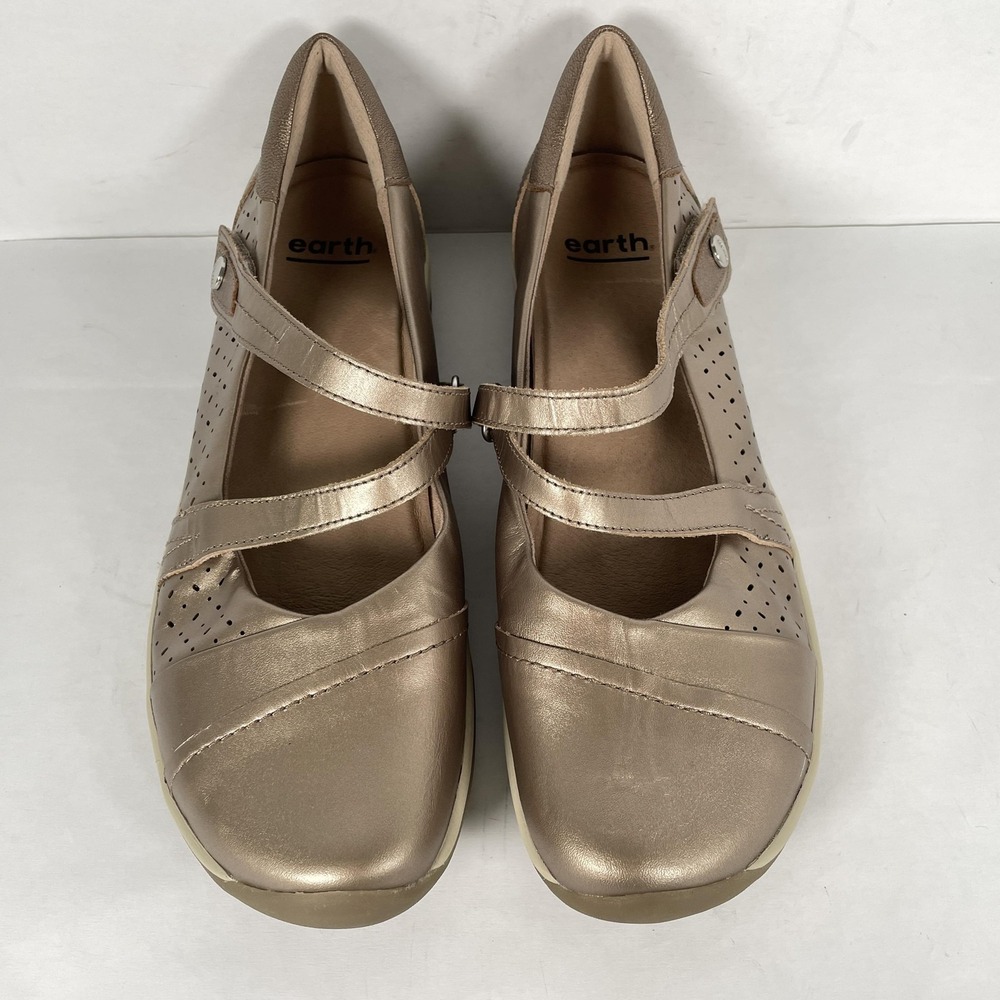 Earth Kara Newton Shoes Womens Size 11 M Platinum Mary Jane Leather Comfort - Picture 5 of 11